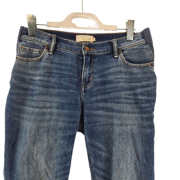 Hatch Maternity Jeans Womens 27 Mid Rise Cropped Straight Leg Raw Hem Stretch - Picture 2 of 11